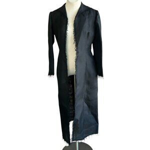 Alberta Ferretti Vintage Black Silk Sheer Fringe Duster Jacket NWOT